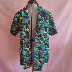 Men's Dinosaur Dress Shirt - Men Short Sleeve Casual Dress Shirt Size: Small